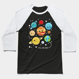 Cute Planets, Kawaii Planets, Space, Cosmos, Stars Baseball T-Shirt